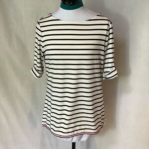 Tommy Hilfiger navy and White Striped Women's Long Sleeve Top